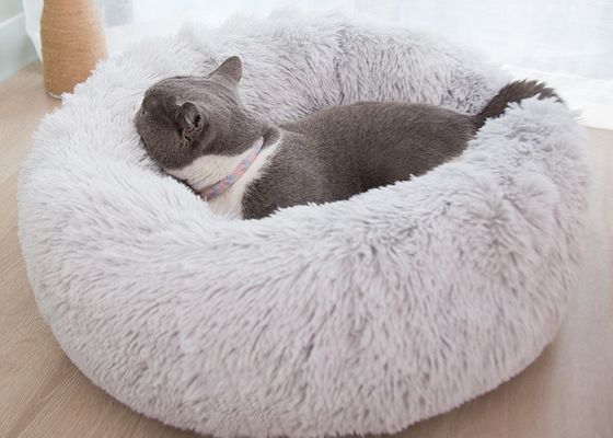 Ấm áp sang trọng mềm mại Donut Cats Dogs Bed Faux Fur Dog Dogs Giường thư giãn