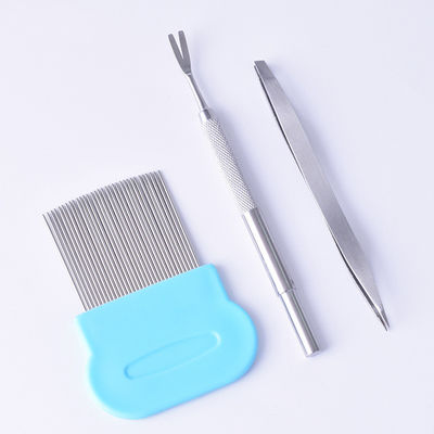 Thép không gỉ bền Ba mảnh chải lông thú cưng Lược chải lông chấy rận Lược kim loại cho chó