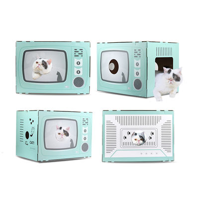 Nhà mèo Scratcher Cổ điển Hình dạng TV cho mèo Sảnh tiếp khách với tấm lót bằng giấy bìa cứng Tấm bìa cứng Máy cào