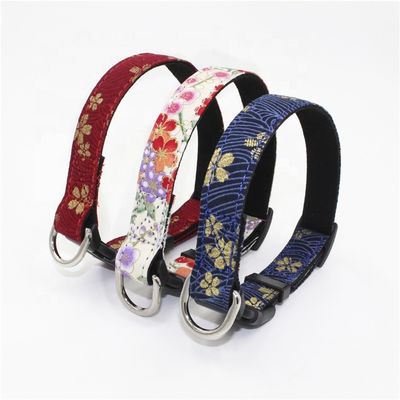 In Sakura Suede Substrate Puppy Dog Collar Collar Leash Harness Set with D Rings Phong cách Nhật Bản