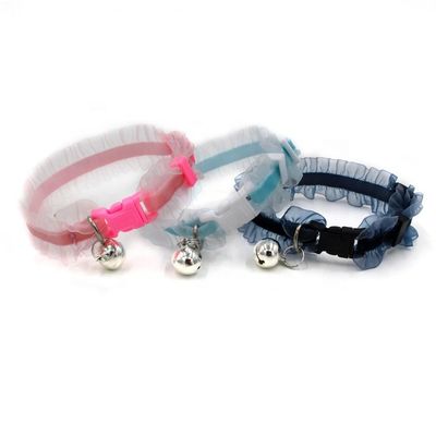Vòng cổ cho chó mèo có thể điều chỉnh ren nylon sang trọng thoải mái với chuông