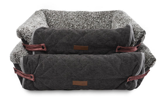 Nắp gập Giường cho thú cưng thoải mái Đệm sofa màu xám có thể tháo rời với tấm lót có thể tháo rời