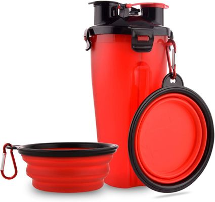 2 trong 1 Chai thức ăn nước cho chó cưng 350ml Bát có thể gập lại với Carabiner