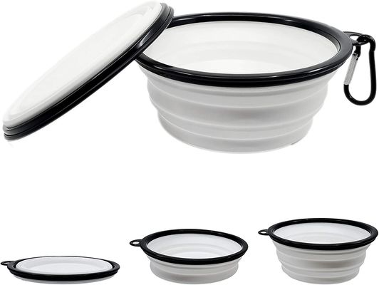 Bát đựng nước cho chó có thể gập lại Có thể thu gọn Có thể mở rộng với Carabiner BPA Bát đựng thức ăn cho chó di động miễn phí