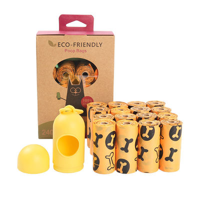 100 Túi đựng phân chó có thể phân hủy sinh học 16 cuộn BSCI với bộ phân phối Túi đựng phân chó được xếp hạng trái đất