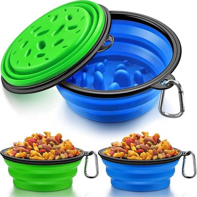 Cho ăn chậm không chứa BPA Đĩa nước có thể thu gọn cho chó đi du lịch 350ml