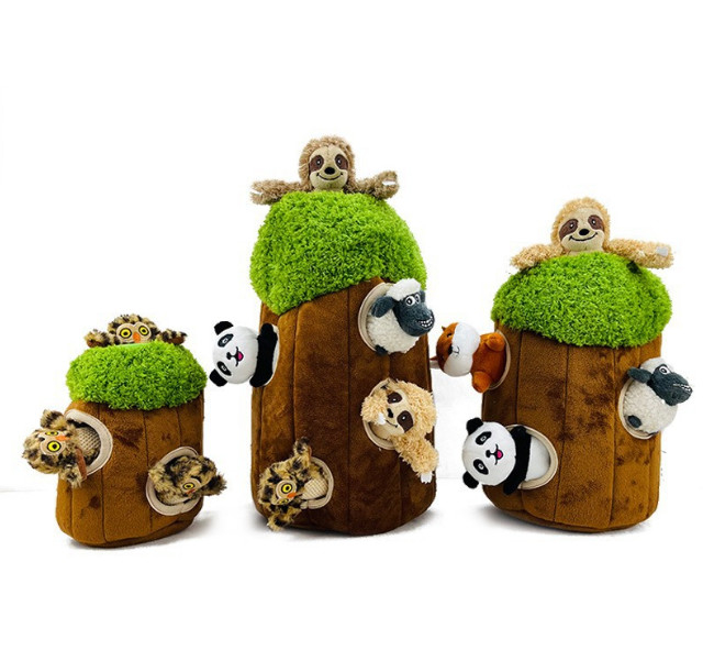 Thiết kế mới Bộ xếp hình thú cưng Squeaky Soft Plush Chew Hide and Seek Dog Toy Set