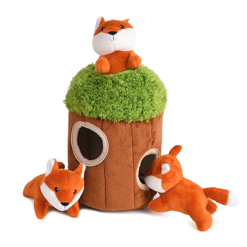 Thiết kế mới Bộ xếp hình thú cưng Squeaky Soft Plush Chew Hide and Seek Dog Toy Set