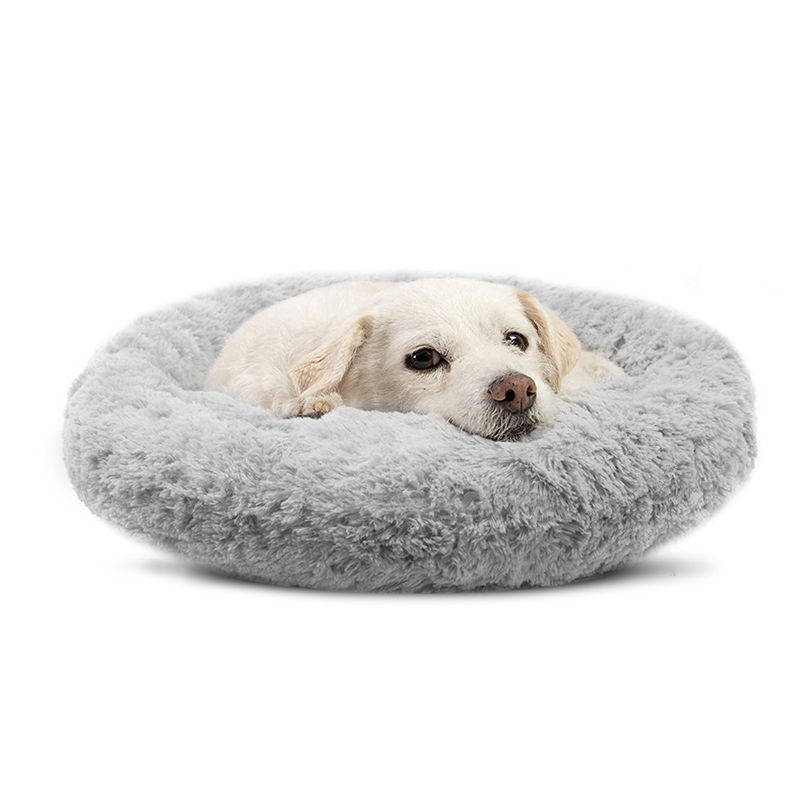 Donut Cat Bed Faux Fur Dog Bed for Medium Small Dogs Tự sưởi ấm Cuddle Pet Bed Luxury Mat