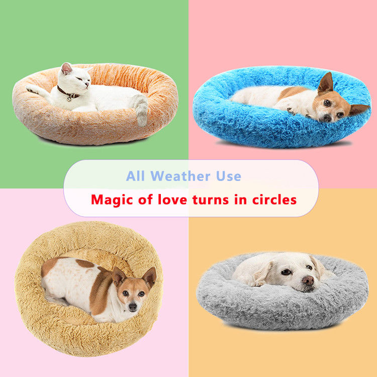 Donut Cat Bed Faux Fur Dog Bed for Medium Small Dogs Tự sưởi ấm Cuddle Pet Bed Luxury Mat