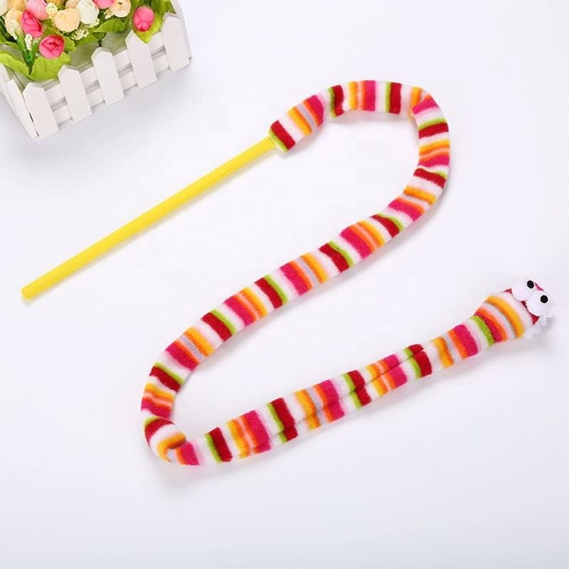 Vocal Pink Snake Cat Đồ chơi thú cưng Cat Feather Teaser Wand 113cm