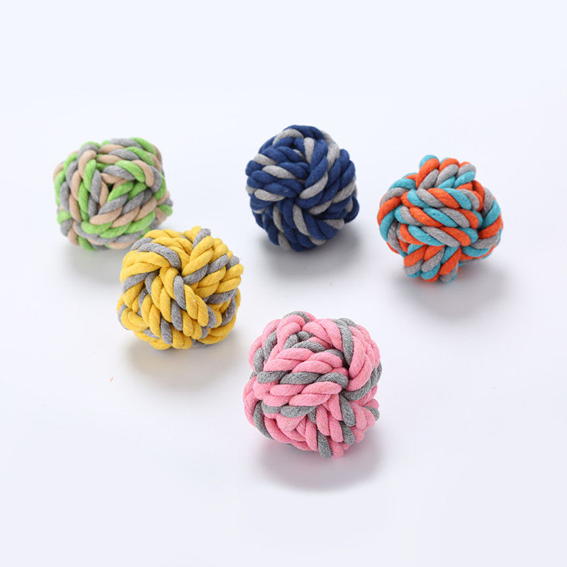 Cắn chó bông chống cắn Dây đồ chơi bóng bện Bông nhai Knot Ball để làm sạch răng cho chó