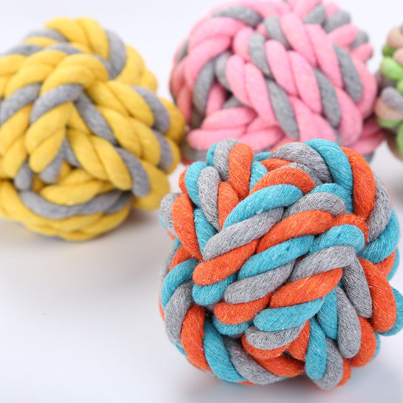 Cắn chó bông chống cắn Dây đồ chơi bóng bện Bông nhai Knot Ball để làm sạch răng cho chó