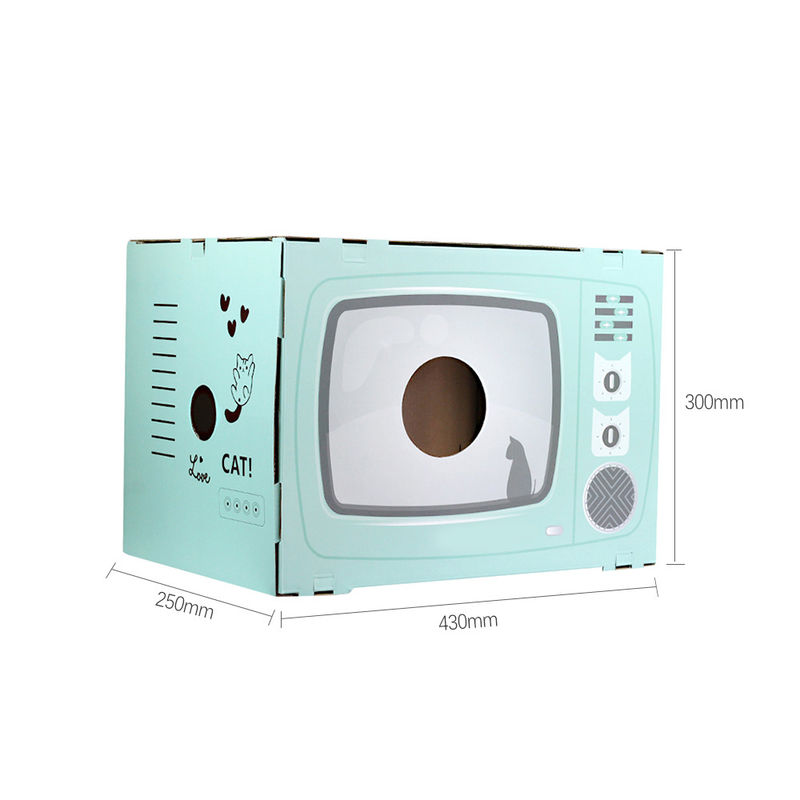 Nhà mèo Scratcher Cổ điển Hình dạng TV cho mèo Sảnh tiếp khách với tấm lót bằng giấy bìa cứng Tấm bìa cứng Máy cào