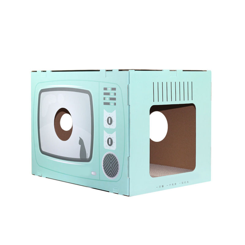 Nhà mèo Scratcher Cổ điển Hình dạng TV cho mèo Sảnh tiếp khách với tấm lót bằng giấy bìa cứng Tấm bìa cứng Máy cào