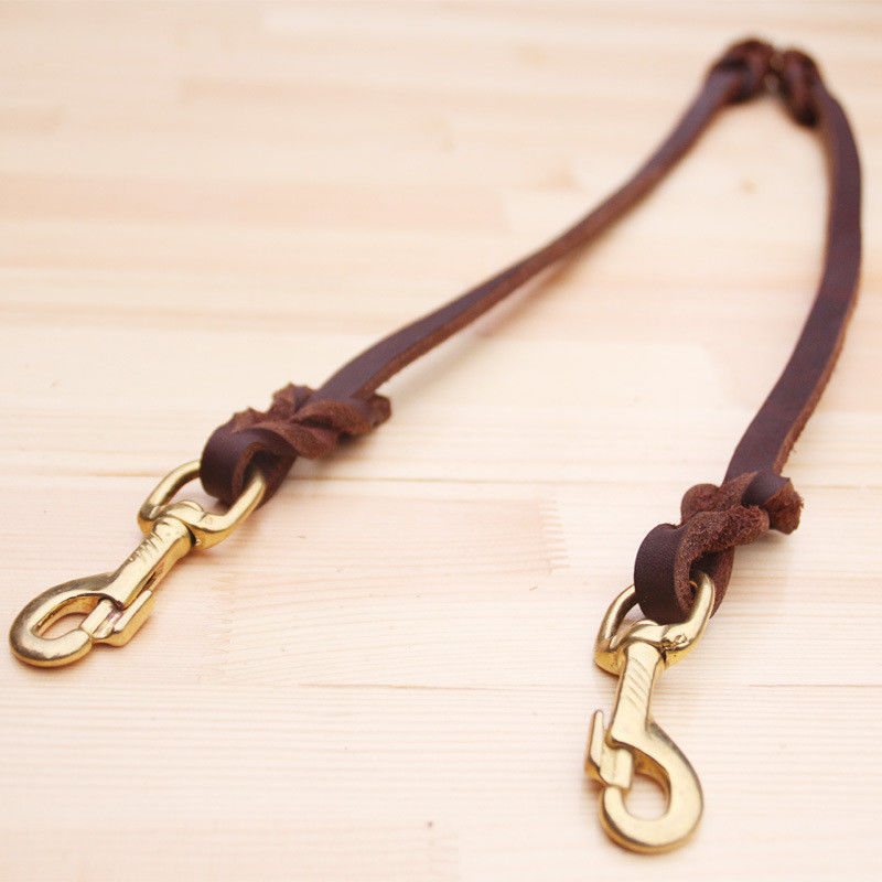 Vật nuôi bằng da bò cổ áo Dây xích dây đai Bộ dây kéo Dây kết thúc đôi Kết thúc cho chó 50CM