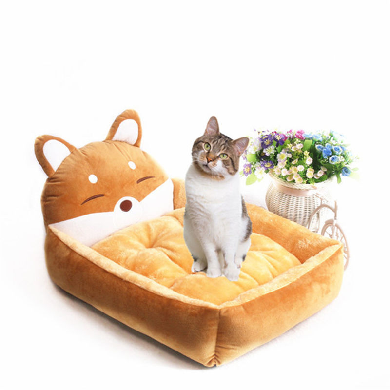 Cắt hiện đại Giường cho thú cưng thoải mái Sofa Phim hoạt hình màu xám vàng Giường ngủ cho thú cưng 1600g