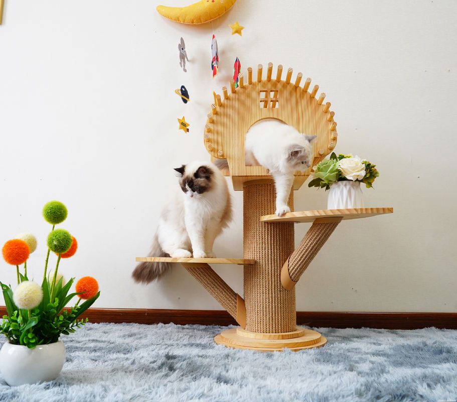 Nhà cho mèo leo cây bằng gỗ tao nhã Tháp hoạt động nhiều tầng với bài viết cào