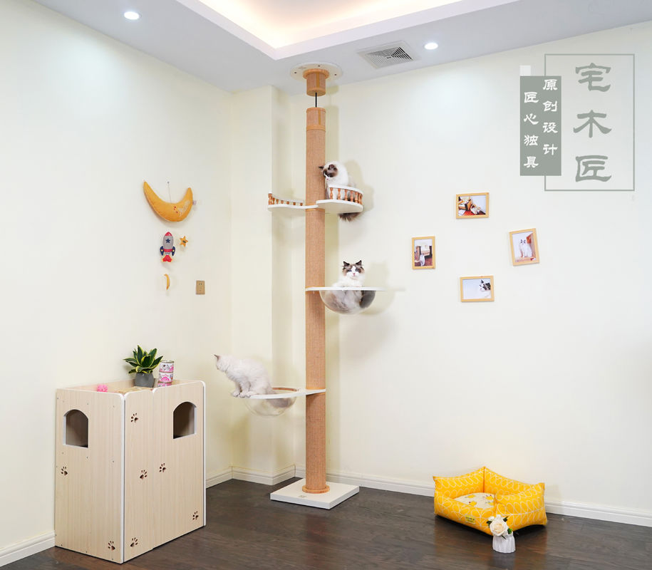 Con mèo gỗ lớn leo sàn cây lên trần nhà chơi 82 * 40 * 87cm