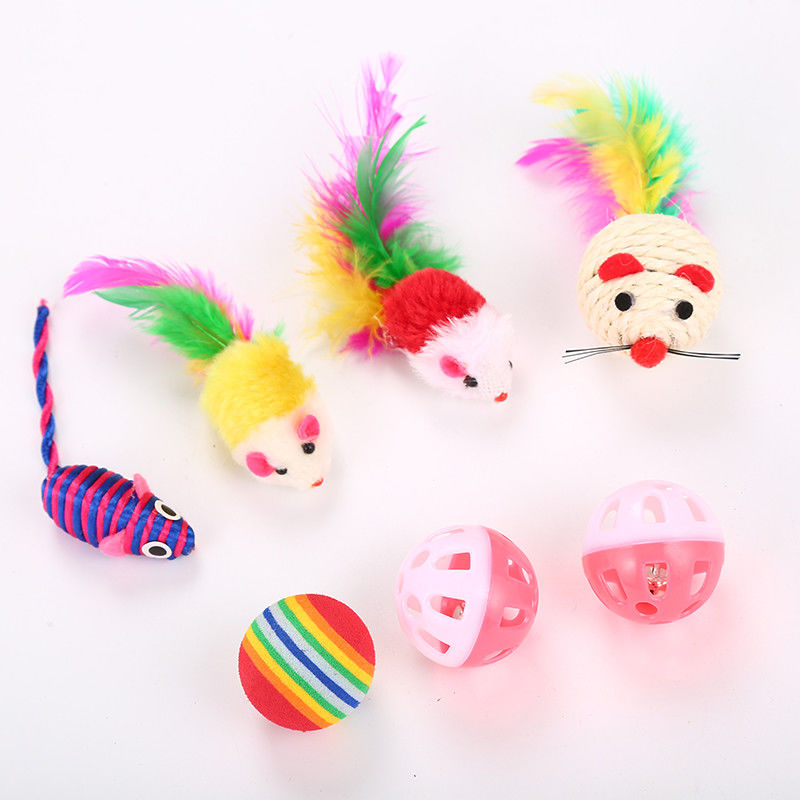 20 cái Đồ chơi cho mèo Đồ chơi con mèo các loại Đường hầm Lông vũ Teaser Đũa phép Cá Fluffy Chuột Chuột Quả bóng và Chuông Đồ chơi cho mèo