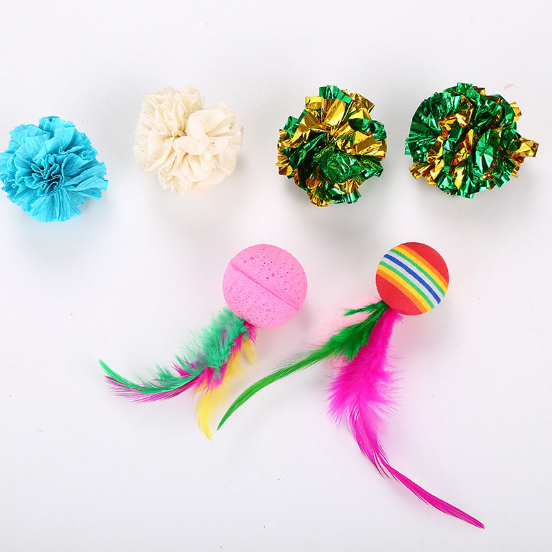 20 cái Đồ chơi cho mèo Đồ chơi con mèo các loại Đường hầm Lông vũ Teaser Đũa phép Cá Fluffy Chuột Chuột Quả bóng và Chuông Đồ chơi cho mèo