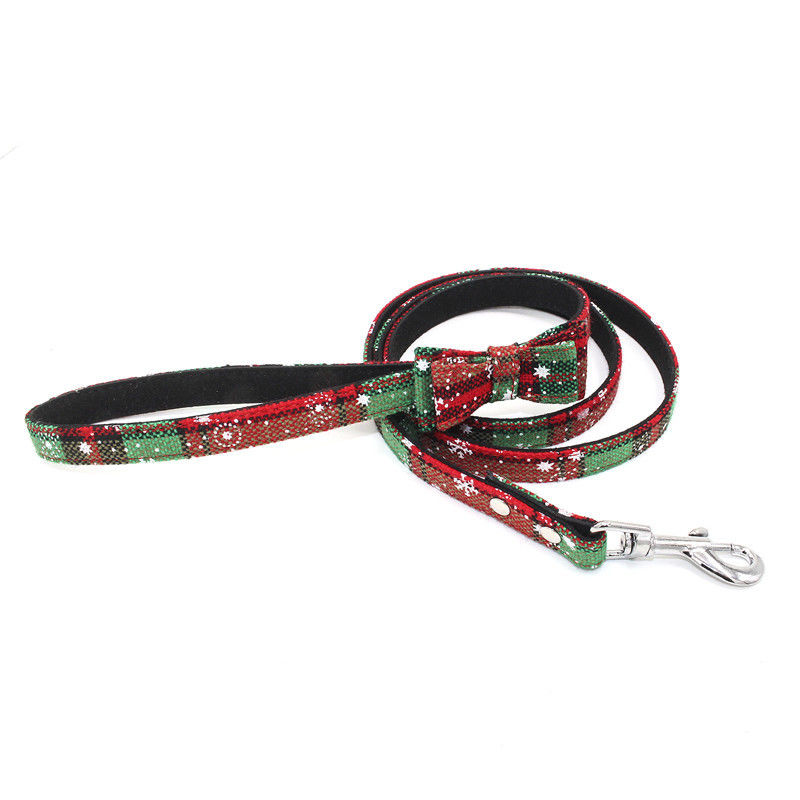 Giảm giá phổ biến Giáng sinh Nơ dây đai Dây buộc chó Leash Bộ cổ áo