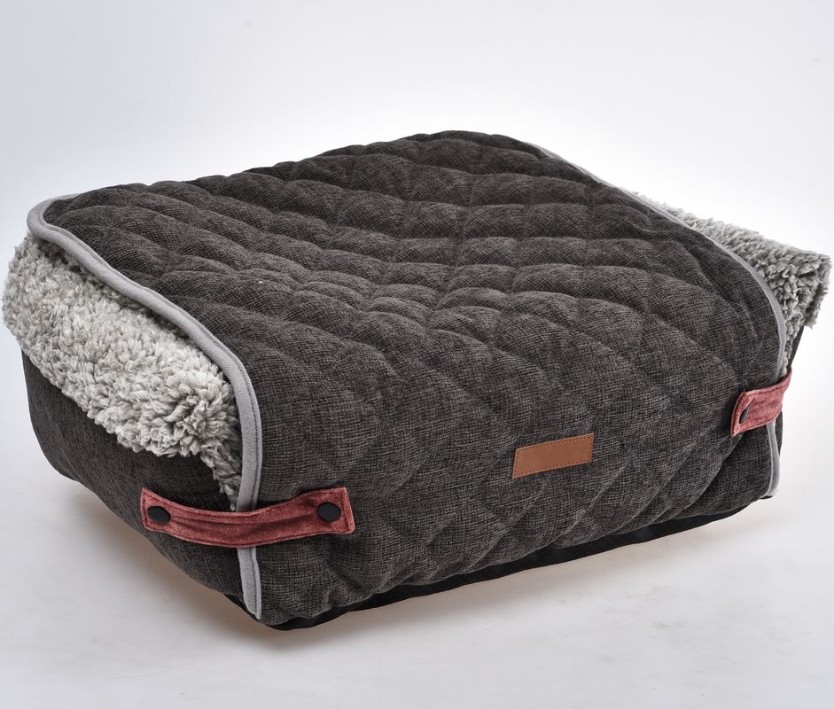 Nắp gập Giường cho thú cưng thoải mái Đệm sofa màu xám có thể tháo rời với tấm lót có thể tháo rời