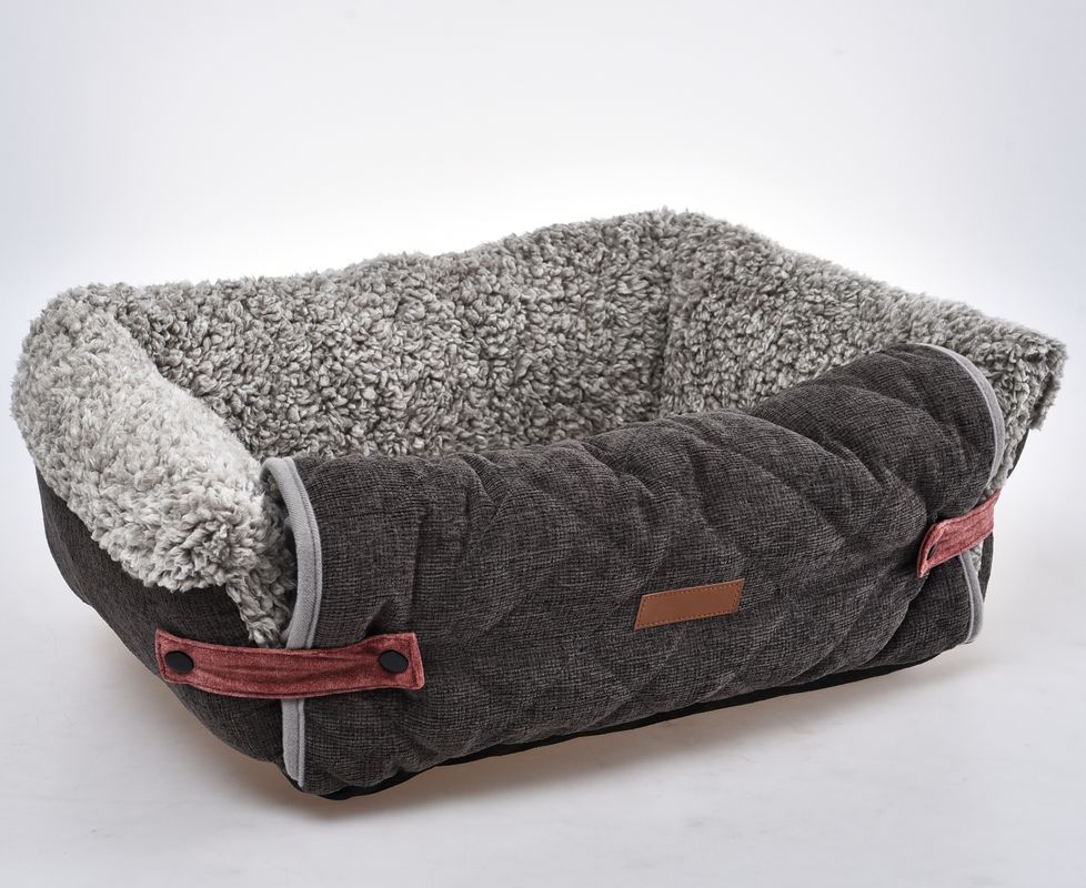 Nắp gập Giường cho thú cưng thoải mái Đệm sofa màu xám có thể tháo rời với tấm lót có thể tháo rời