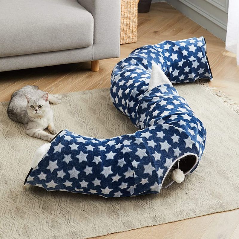 Đường hầm vui nhộn dành cho mèo có giường với thảm trung tâm Chó có thể thu gọn với bóng vui nhộn cho thú cưng Mèo con Cún con