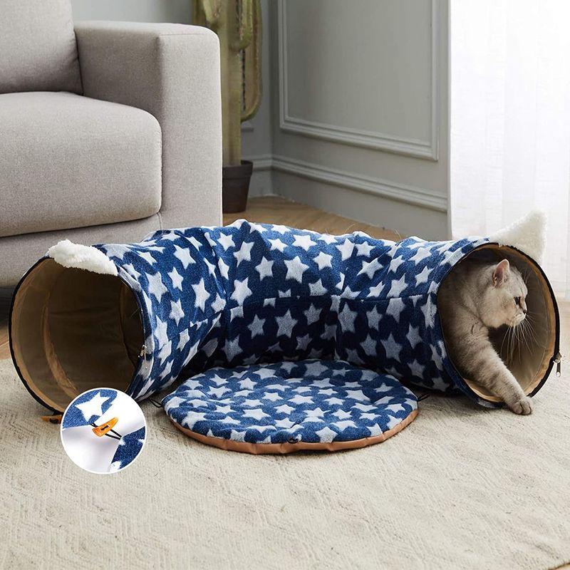 Đường hầm vui nhộn dành cho mèo có giường với thảm trung tâm Chó có thể thu gọn với bóng vui nhộn cho thú cưng Mèo con Cún con