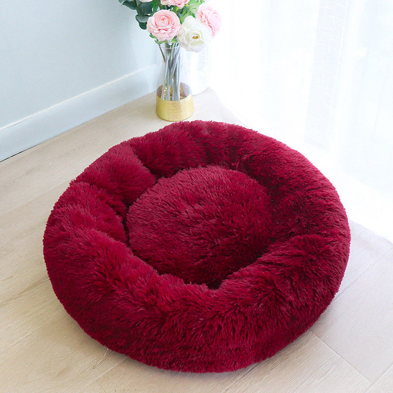 Chất lượng cao Ấm áp sang trọng Giường cho thú cưng Sang trọng Cực mềm mịn Donut Cuddler Cuddler Cats Dogs Nest Faux Fur Dog Dog Bed Calming