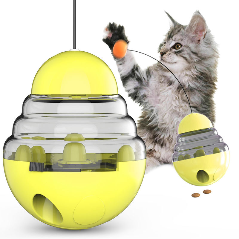 2 trong 1 Tương tác Mèo chậm Feeder Ball có thể tháo rời Tumbler có hình dạng Pet Treat Ball
