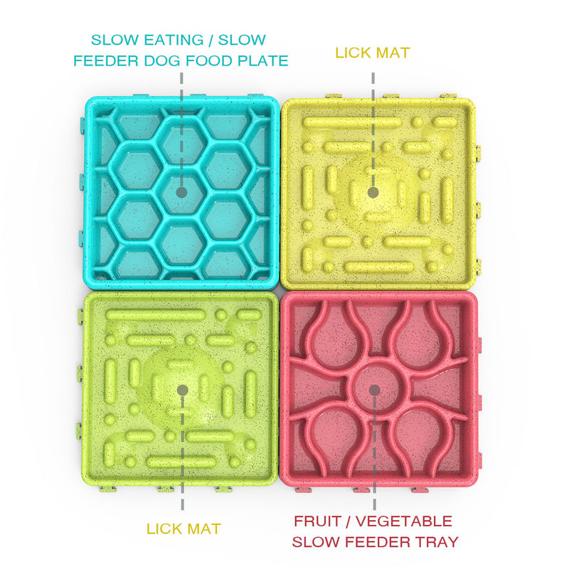 4 trong 1 Silicone Fun Tương tác chậm Máy phân phối thức ăn và nước cho vật nuôi thú cưng Bát thức ăn cho chó Lick Mat