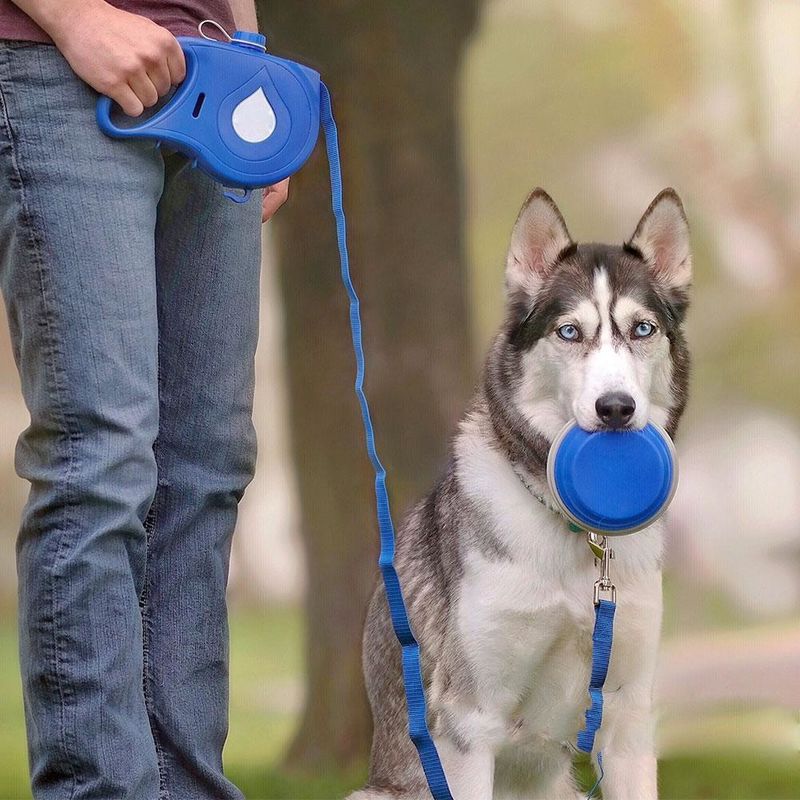 5 TRONG 1 Nylon Dog Leash Bình nước di động cho chó với bát có thể thu gọn Bộ phân phối túi đựng đồ cho chó