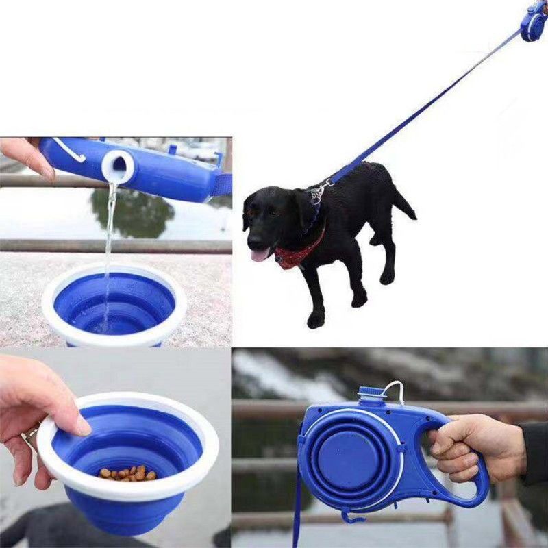 5 TRONG 1 Nylon Dog Leash Bình nước di động cho chó với bát có thể thu gọn Bộ phân phối túi đựng đồ cho chó