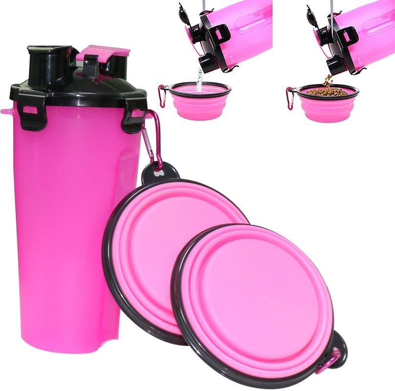 Máy rút chai nước di động ngoài trời 350ml cho thú cưng với 2 bát silicone có thể thu gọn