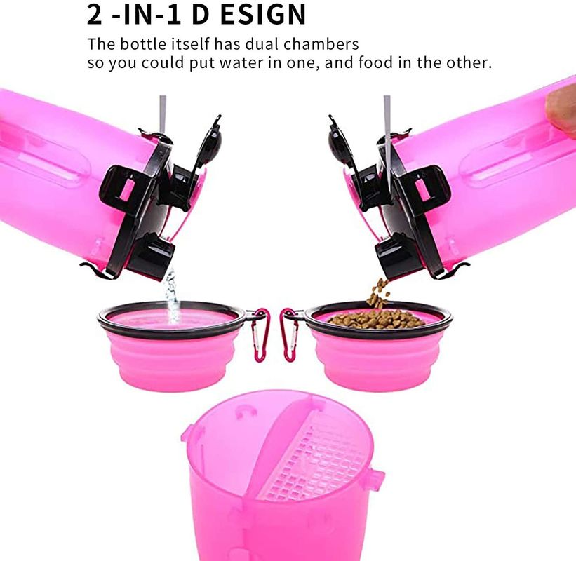 Máy rút chai nước di động ngoài trời 350ml cho thú cưng với 2 bát silicone có thể thu gọn