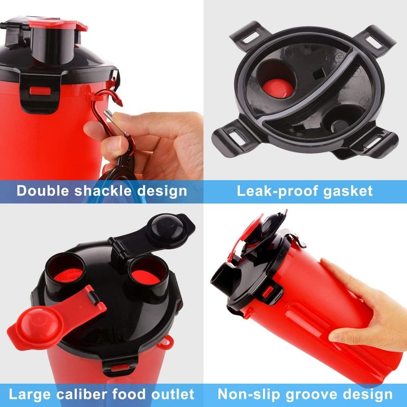 2 trong 1 Chai thức ăn nước cho chó cưng 350ml Bát có thể gập lại với Carabiner