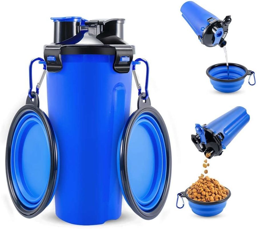 OEM ODM Thực phẩm di động 2 trong 1 Chai nước cho chó với bát chó có thể thu gọn