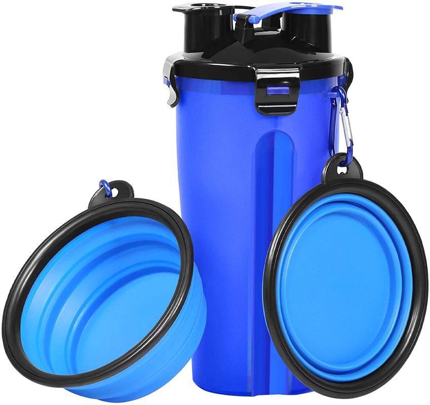 Bộ bảo vệ chai đựng thức ăn và nước cho chó 350ml với bát di động có thể thu gọn