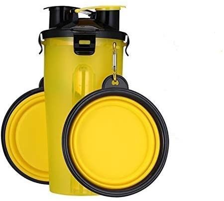 Bình nước di động ngoài trời 2 trong 1 dành cho chó với bát có thể gập lại để đi dạo