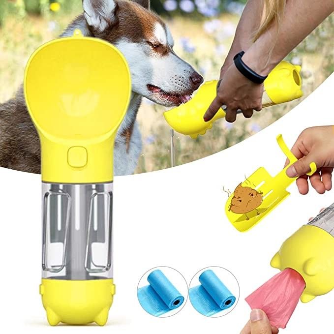 Bình uống nước di động cho chó 300ML Giá đỡ túi đựng chất thải