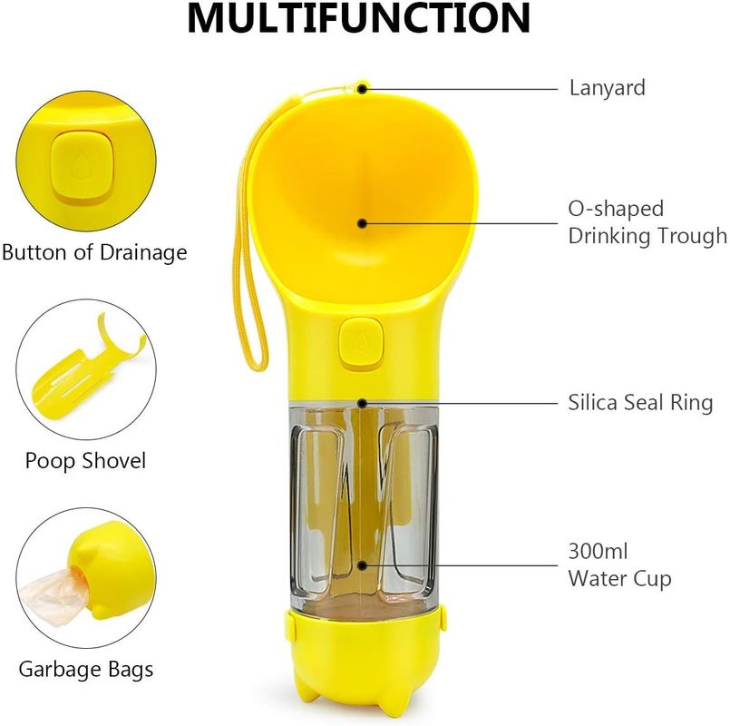 Bình uống nước di động cho chó 300ML Giá đỡ túi đựng chất thải
