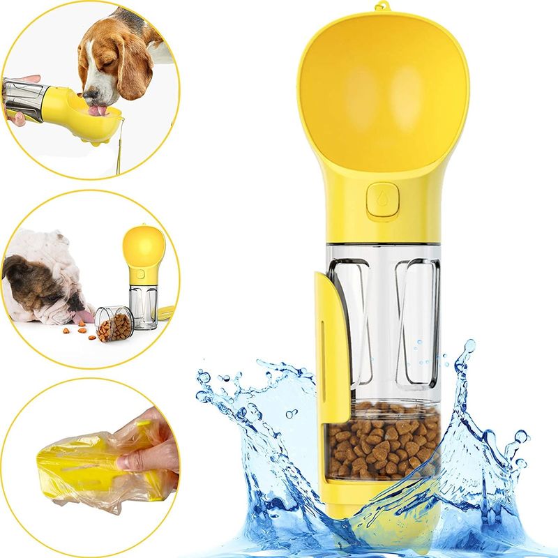 Đa chức năng 2 trong 1 cho chó Chai nước di động cho chó con với hộp thực phẩm Xẻng túi đựng rác