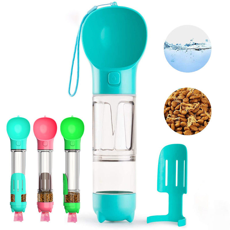 Bình nước cho chó 4 trong 1 300ml có ngăn chứa nước thực phẩm Bình nước cho chó có thể gập lại