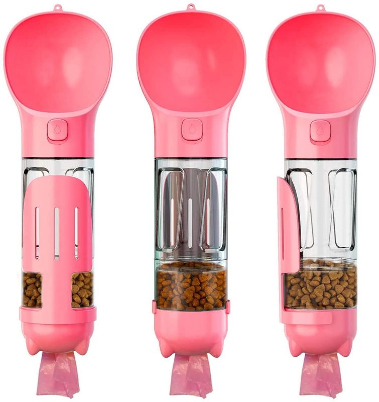 Bình nước cho chó 4 trong 1 300ml có ngăn chứa nước thực phẩm Bình nước cho chó có thể gập lại