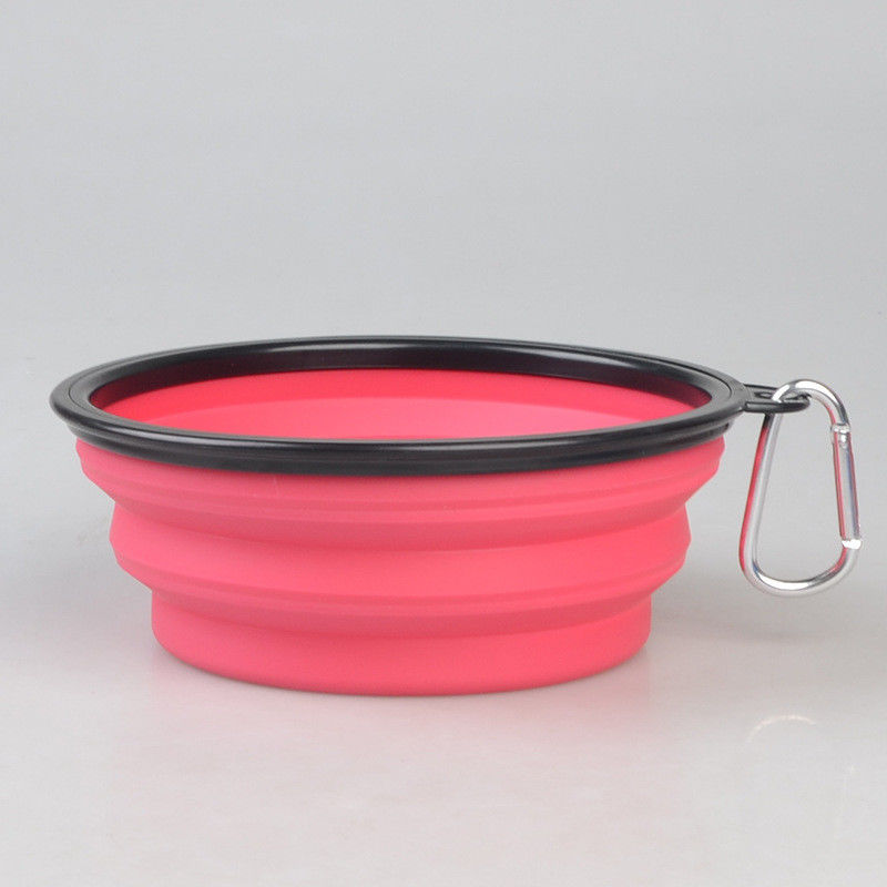 Hộp đựng thức ăn cho thú cưng có thể gập lại 16oz Đĩa thức ăn cho thú cưng với Carabiner để đi du lịch Đi dạo Bát cho chó cưng