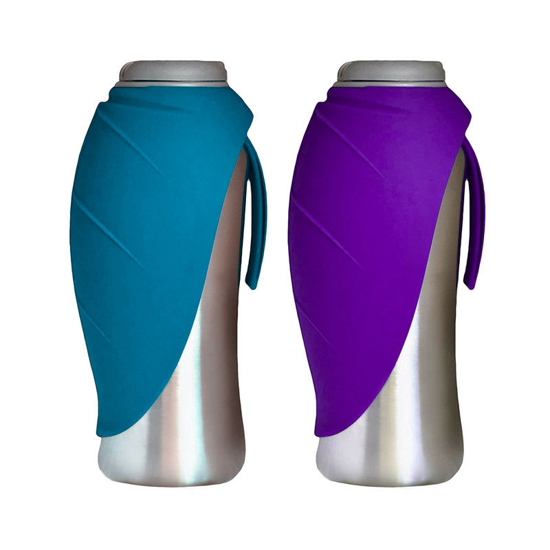 Silicone hình lá bát Bình nước di động cho thú cưng Bình nước nóng bằng thép không gỉ cho chó con