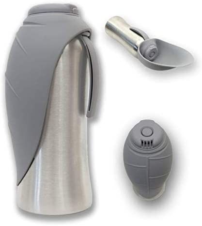 Bình nước nóng cho thú cưng du lịch không gỉ với bát silicon lật lên 42oz / 1200mL
