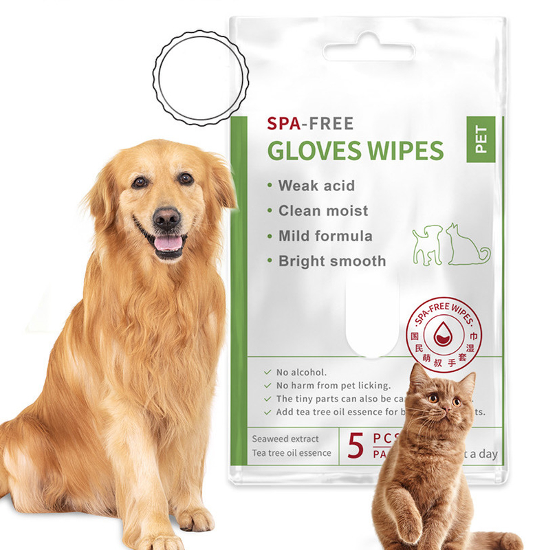 Dog Cat Custom Deodorizing SPA Chải lông Giặt Găng tay Vật nuôi Khăn lau Không có cồn